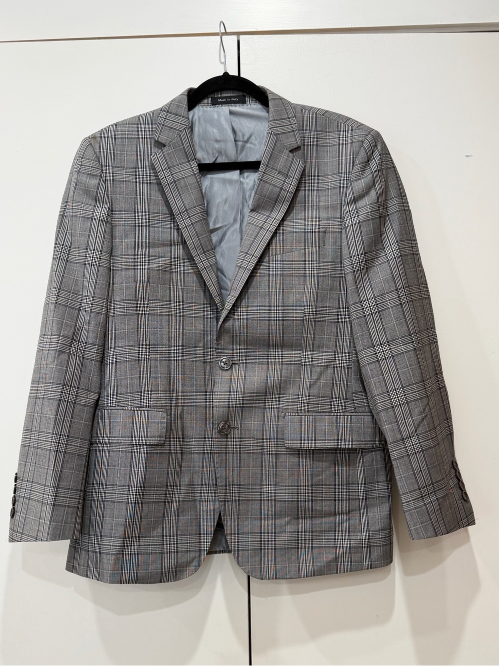Tiglio Luxe Gray Glen Plaid Blazer Sport Coat Super 150s Wool Biella Italy 38S